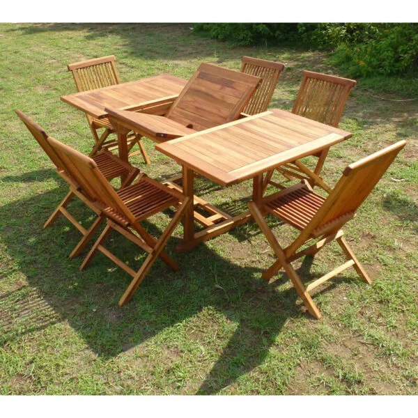 Ensemble salon de jardin en teck aspect huilé SIDAN 6 chaises JUMAK – Image 2