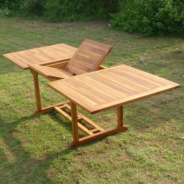 Table rectangulaire en teck aspect huilé AEDAN L.180-240 P.100 cm – Image 2