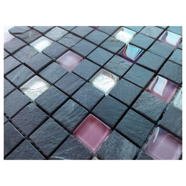 DISTRIMAT Carrelage mosaïque CONGO Noir/Lila 30x30 cm – Image 2