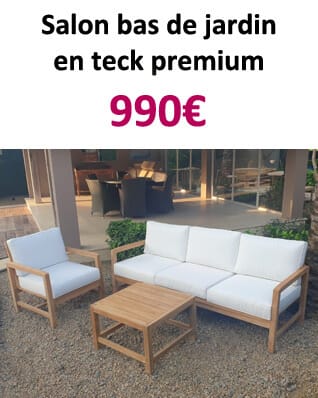 Salon bas de jardin en teck premium
