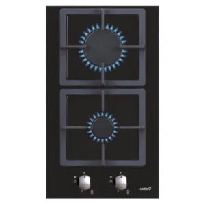 CATA Domino gaz SCI 3002 BK Verre noir 2 feux