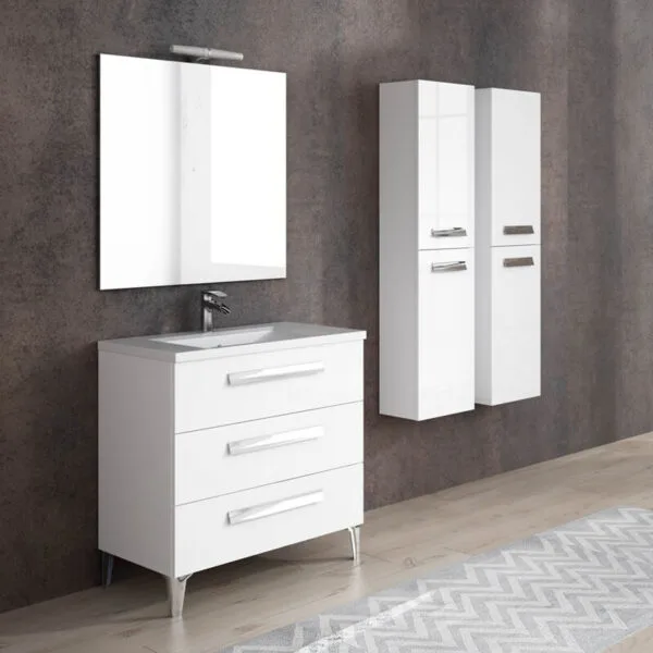 Meuble de salle de bain LINARES 80 cm Blanc brillant – Image 2