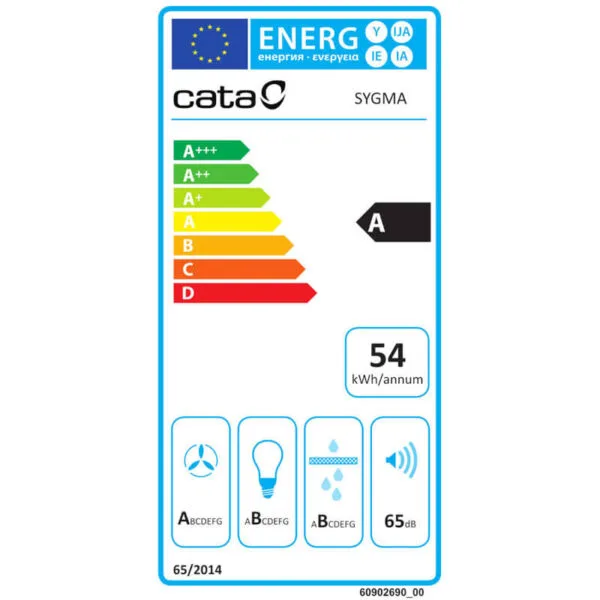 CATA Hotte aspirante décorative SYGMA 9010 X inox – 802 m³/h, 90 cm, A – Image 4
