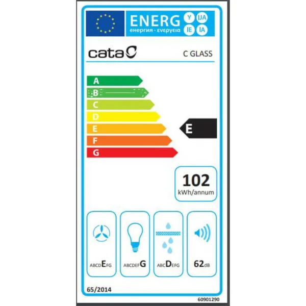 CATA Hotte décorative murale C-600 GLASS 60cm – Image 3