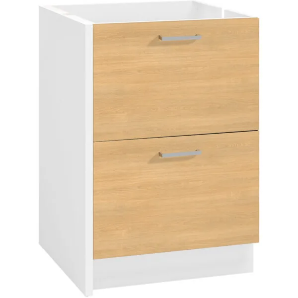 MODERNA Meuble bas ONELIA 60 cm mélaminé 16mm CHÊNE S 2 tiroirs