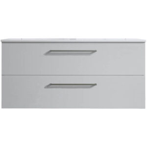 Meuble de salle de bain suspendu 100cm DOUBLE CLASSIC blanc brillant - Vasque en céramique