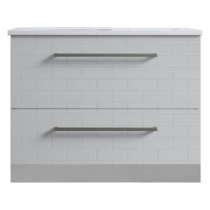 Meuble de salle de bain suspendu 60cm DOUBLE CLASSIC blanc brillant - Vasque en céramique