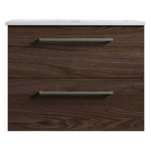 Meuble de salle de bain suspendu 60cm DOUBLE CLASSIC bois foncé - Vasque en céramique