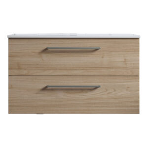 Meuble de salle de bain suspendu 80cm DOUBLE CLASSIC bois clair - Vasque en céramique