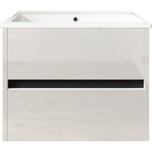 Meuble de salle de bain suspendu 60cm DOUBLE EDGE blanc brillant - Vasque en céramique