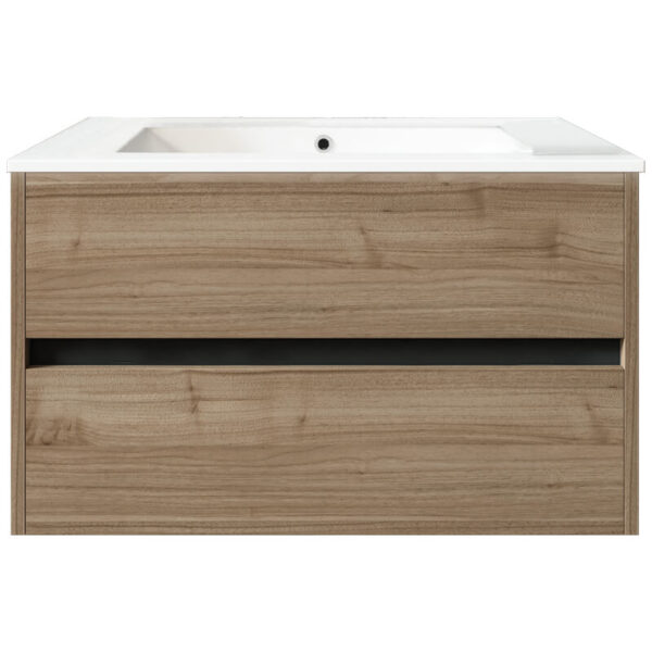 Meuble de salle de bain suspendu 80cm DOUBLE EDGE bois clair - Vasque en céramique