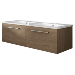 Meuble de salle de bain suspendu 120cm NICE CLASSIC bois clair - Vasque en céramique