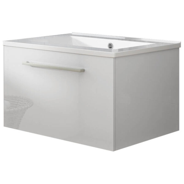 Meuble de salle de bain suspendu 60cm NICE CLASSIC blanc brillant - Vasque en céramique