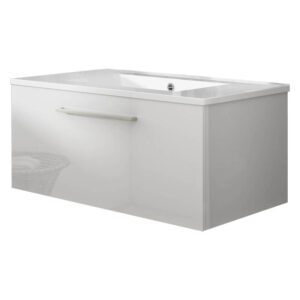 Meuble de salle de bain suspendu 80cm NICE CLASSIC blanc brillant - Vasque en céramique