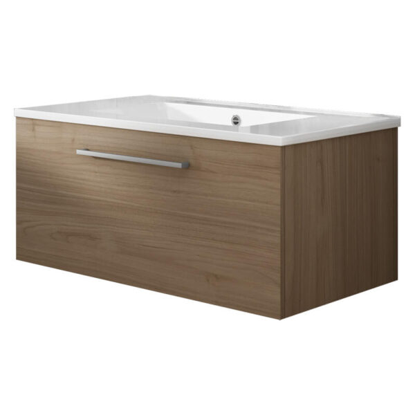 Meuble de salle de bain suspendu 80cm NICE CLASSIC bois clair - Vasque en céramique