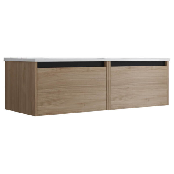 Meuble de salle de bain suspendu 120cm NICE EDGE bois clair - Vasque en céramique