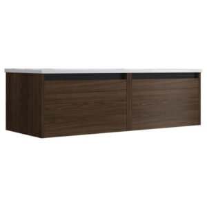 Meuble de salle de bain suspendu 120cm NICE EDGE bois foncé - Vasque en céramique