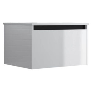 Meuble de salle de bain suspendu 60cm NICE EDGE blanc brillant - Vasque en céramique