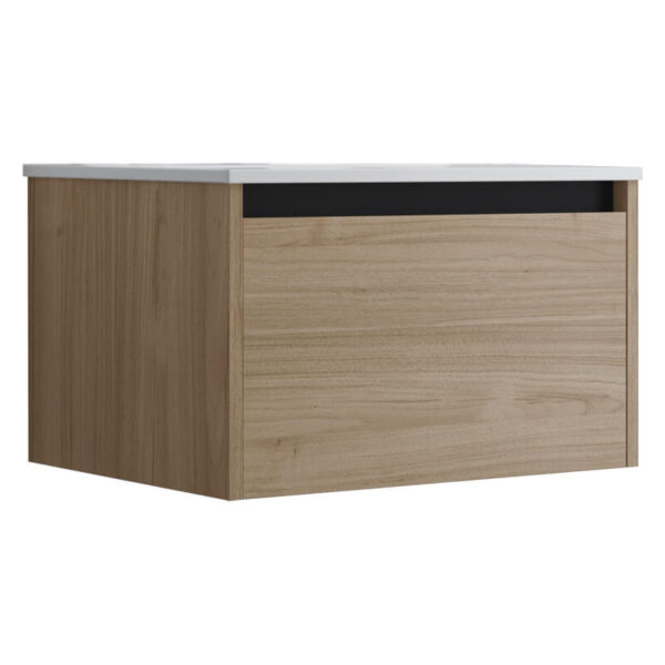 Meuble de salle de bain suspendu 60cm NICE EDGE bois clair - Vasque en céramique