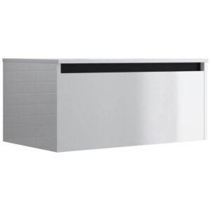 Meuble de salle de bain suspendu 80cm NICE EDGE blanc brillant - Vasque en céramique