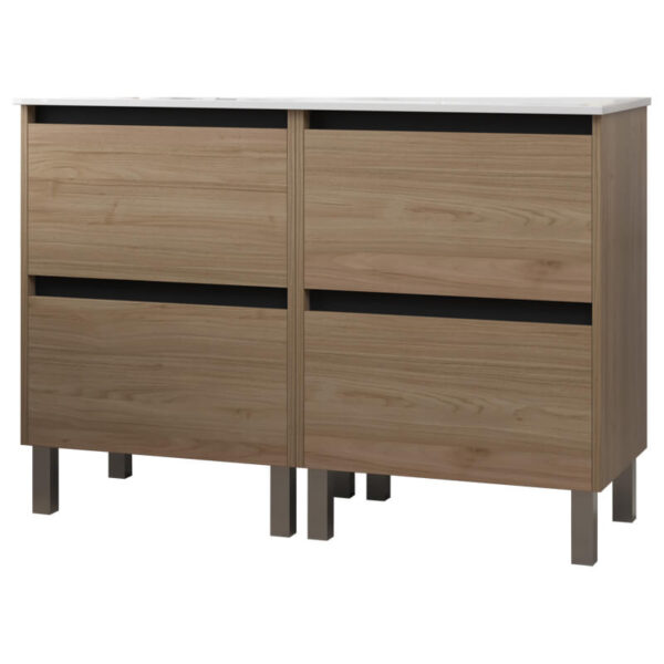 Meuble de salle de bain 120cm STAY TWO EDGE bois clair - Vasque en céramique