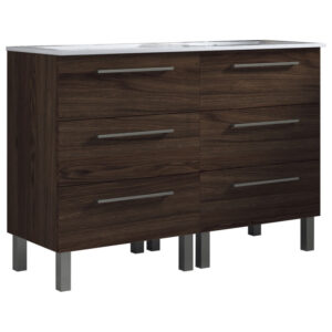Meuble de salle de bain 120cm STAY THREE CLASSIC bois foncé - Vasque en céramique