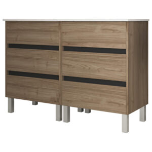 Meuble de salle de bain 120cm STAY THREE EDGE bois clair - Vasque en céramique