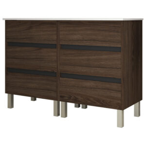 Meuble de salle de bain 120cm STAY THREE EDGE bois foncé - Vasque en céramique