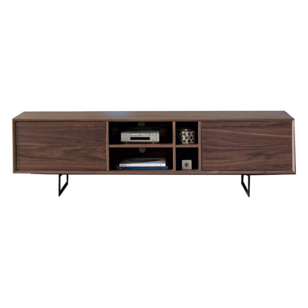 Meuble TV 180cm decors bois noyer sur pieds métalliques