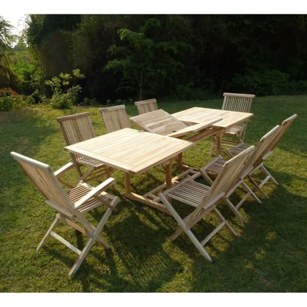 Ensemble salon de jardin en teck AMARA 6 chaises 2 fauteuils – Image 3