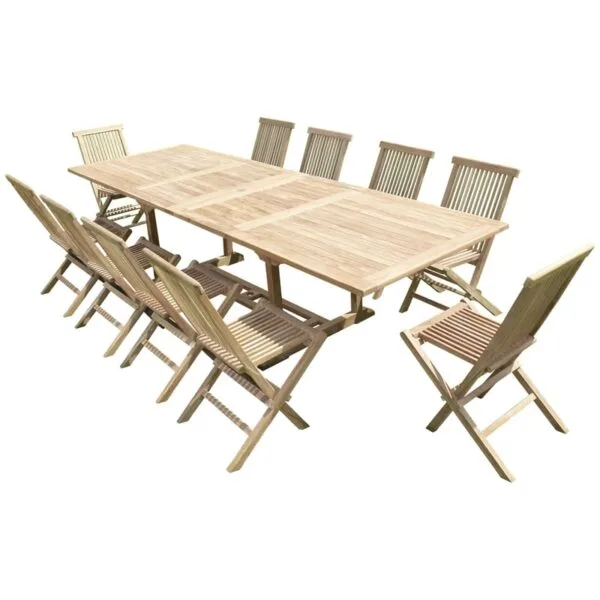 Ensemble de jardin en teck premium KIRANG 10 chaises JENAE
