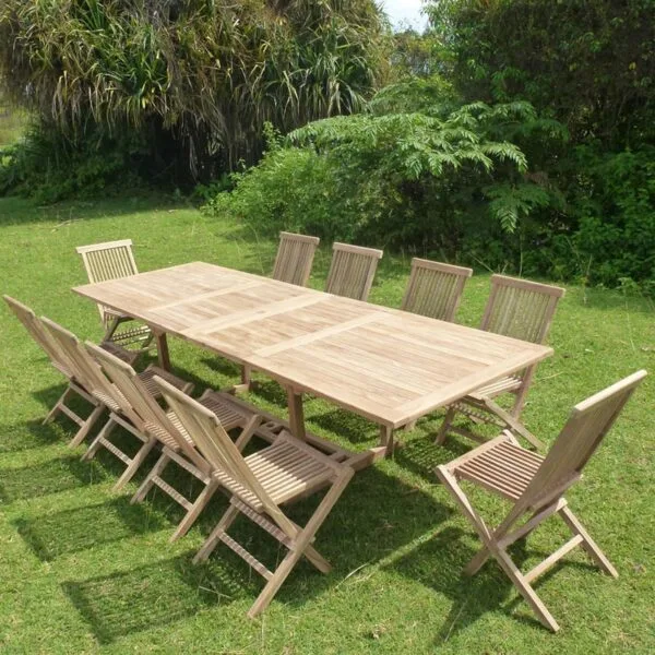 Ensemble de jardin en teck premium KIRANG 10 chaises JENAE – Image 2