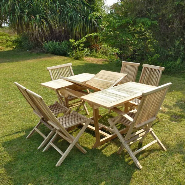Ensemble salon de jardin en teck SERANG 4 chaises 2 fauteuils – Image 3