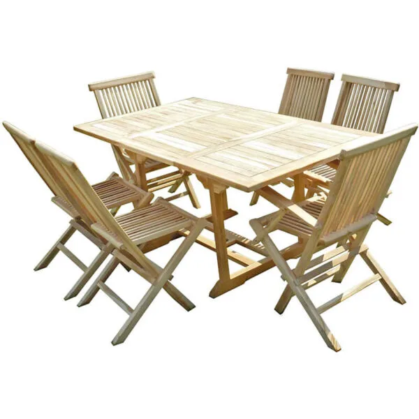 Ensemble salon de jardin en teck SERANG 4 chaises 2 fauteuils