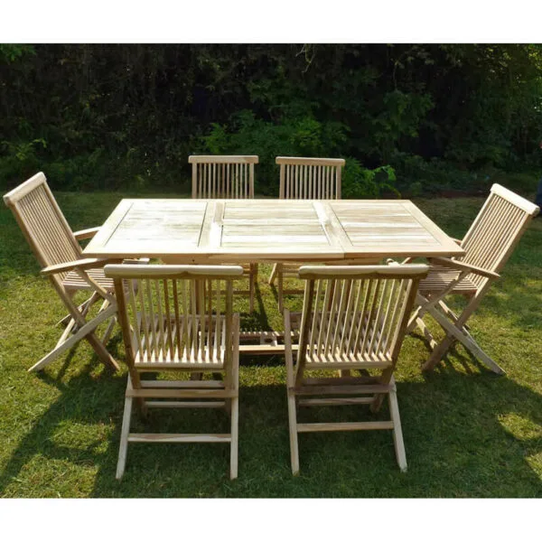 Ensemble salon de jardin en teck SERANG 4 chaises 2 fauteuils – Image 4