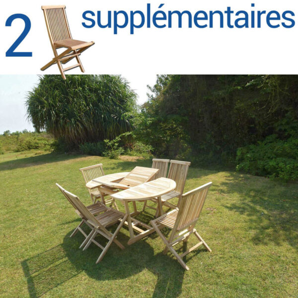 Ensemble salon de jardin en teck SOLO 6 chaises + Bundle 2 chaises – Image 3