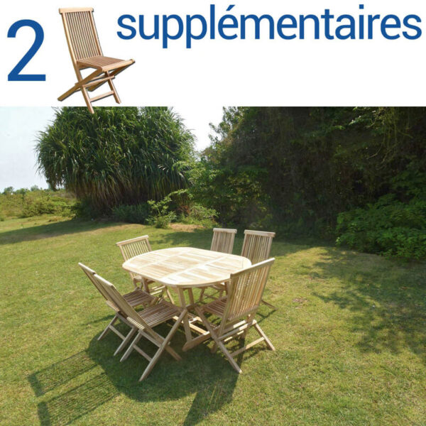 Ensemble salon de jardin en teck SOLO 6 chaises + Bundle 2 chaises – Image 2