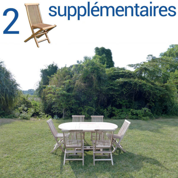 Ensemble salon de jardin en teck SOLO 6 chaises + Bundle 2 chaises – Image 4