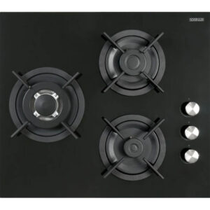 SOGELUX Plaque gaz 3 feux PC518NF 60cm verre noir