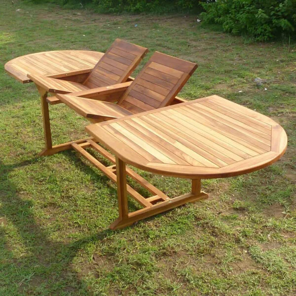 Table ovale en teck aspect huilé HAASI L.200-300 P.100 cm – Image 2